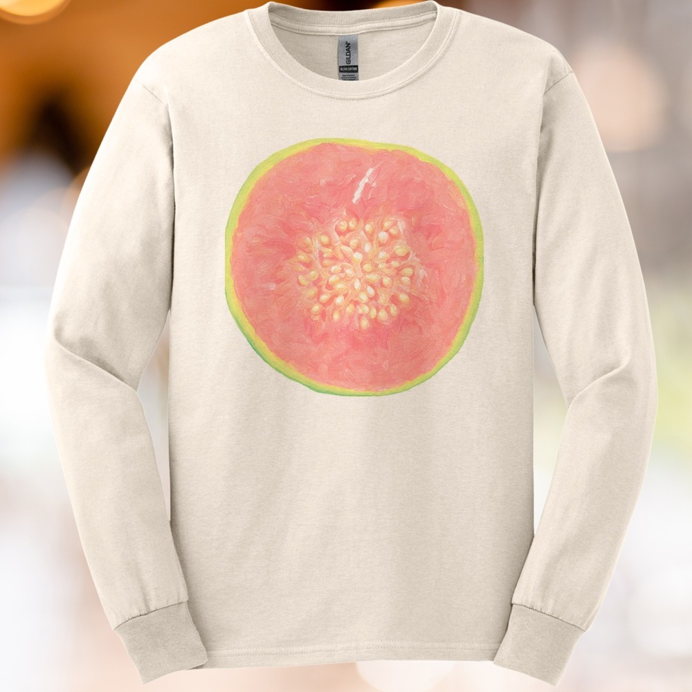 Guava Sliced Open Showing Seeds and Pink Flesh Tee